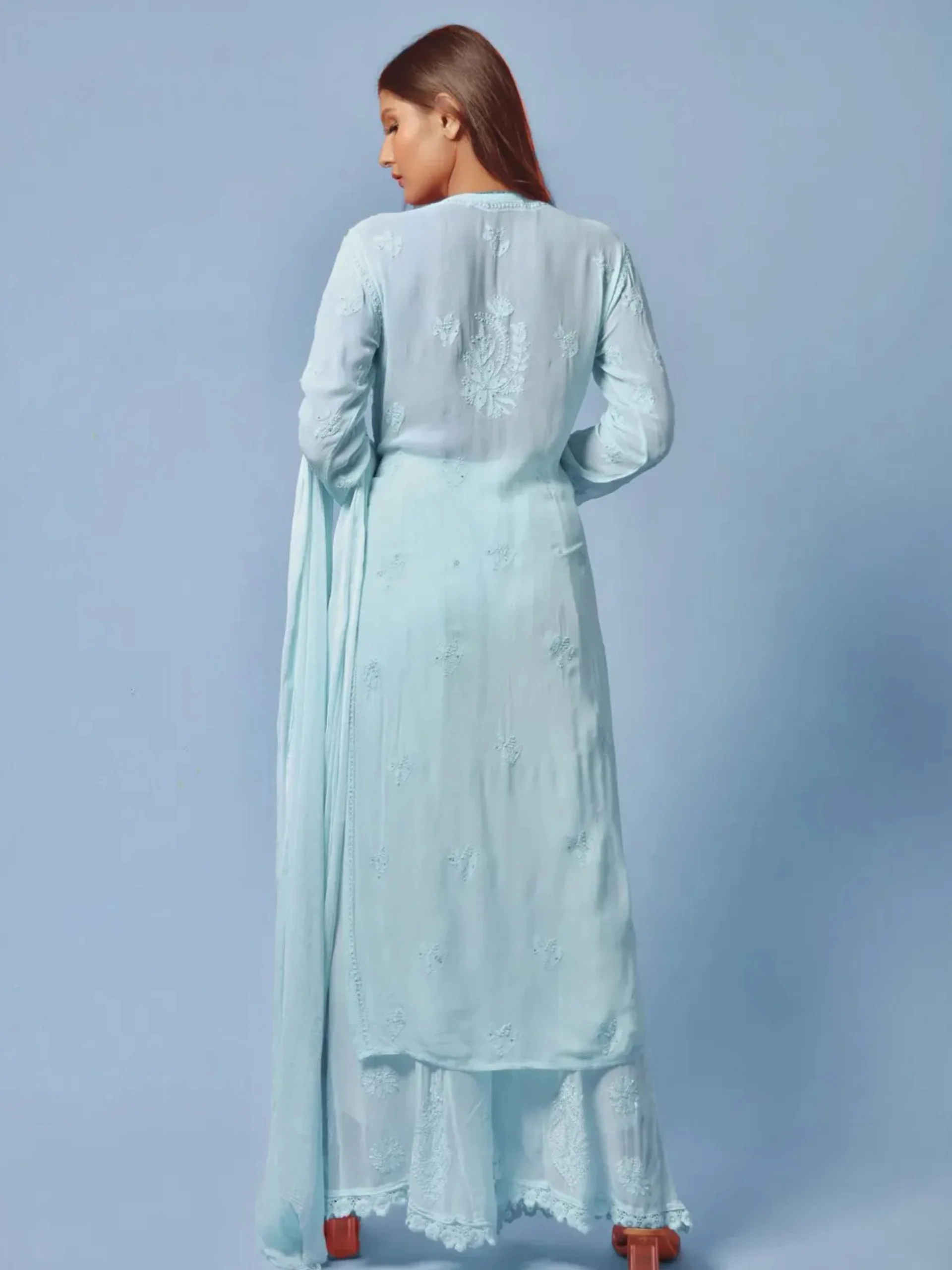 Baby Blue Chikankari Kurta - Image 3