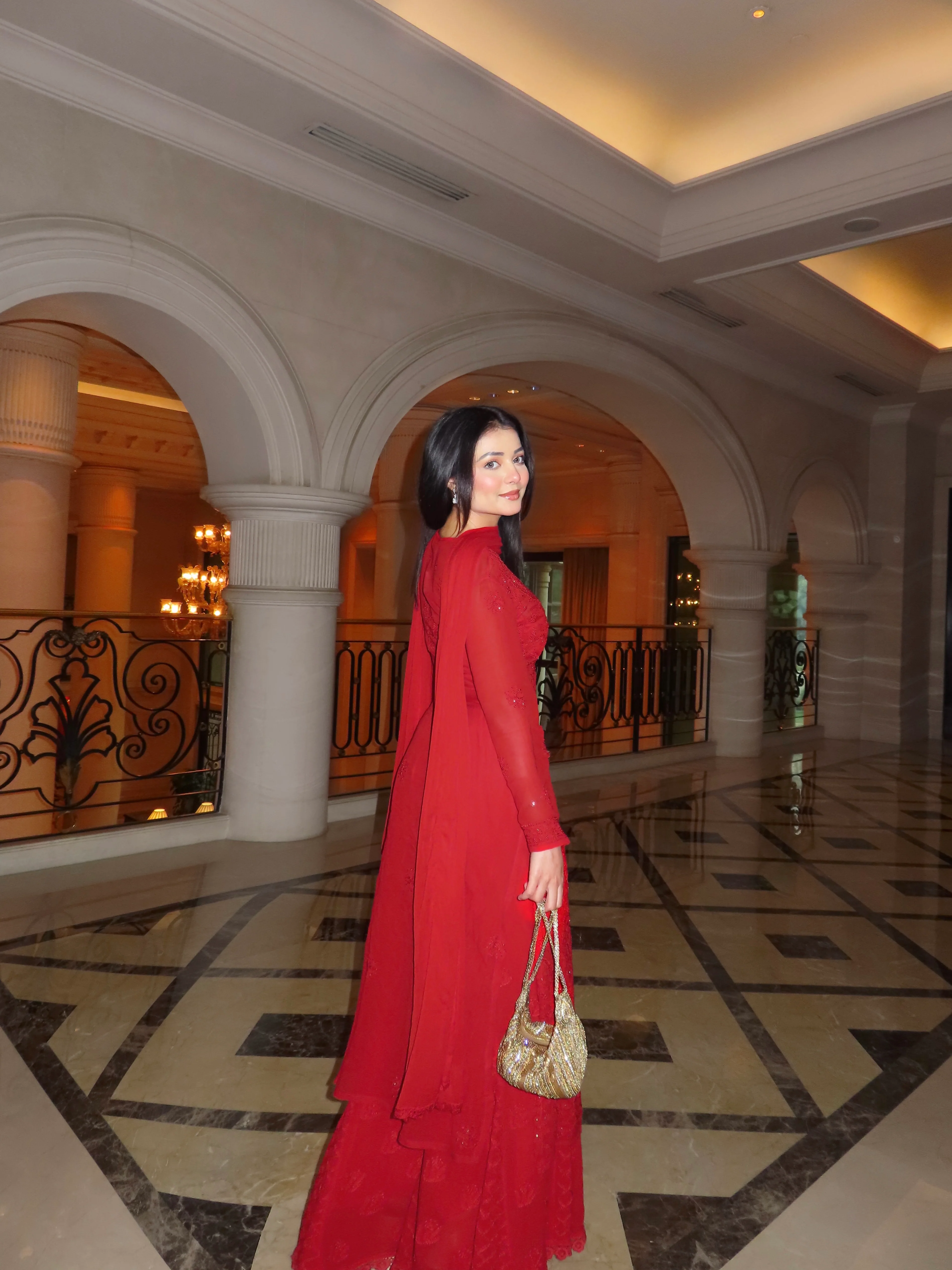 Forbidden Red Full Sleeves Chikankari Kurta - Image 10