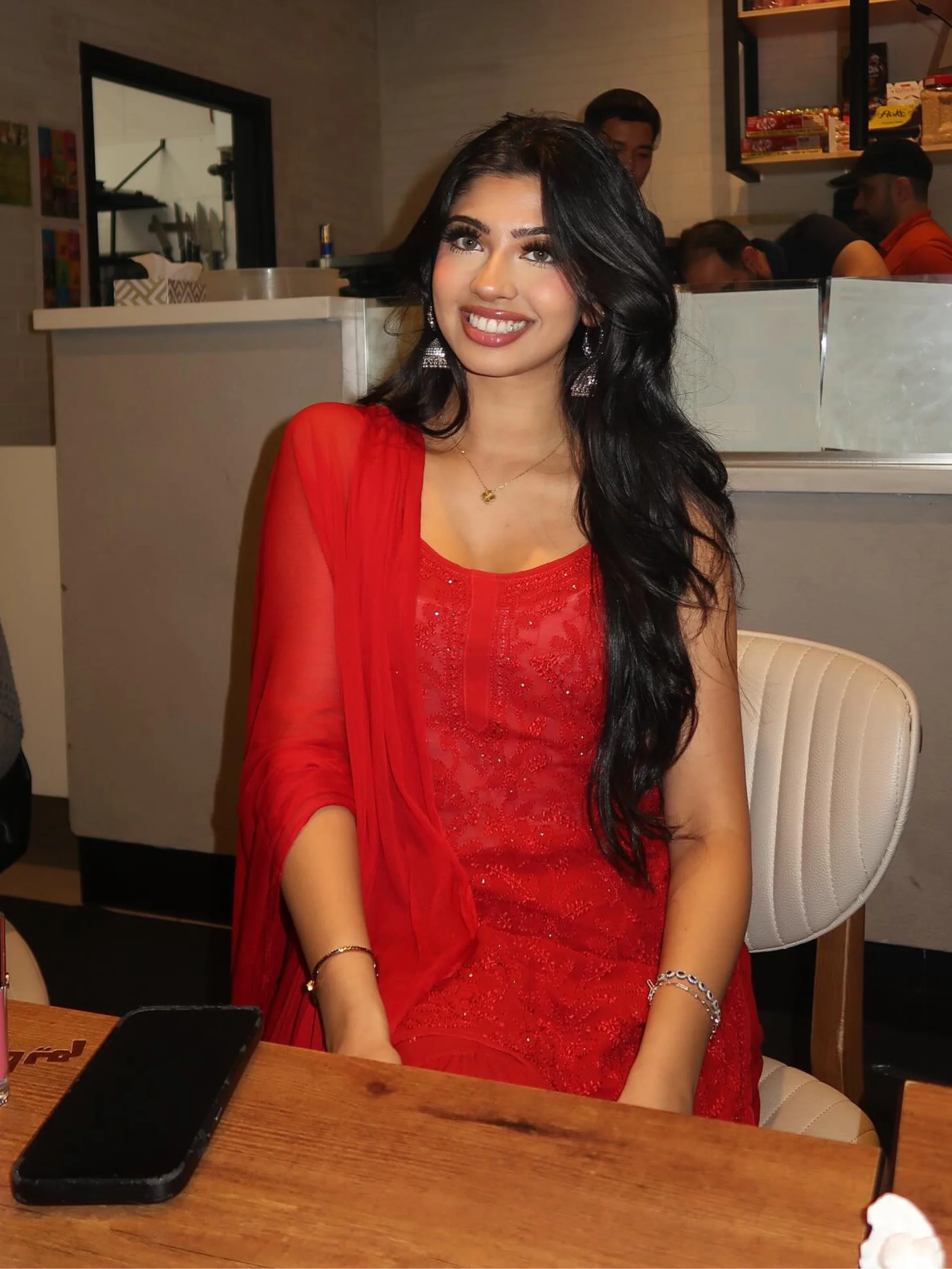 Scarlet Red Chikankari Gharara Short Kurta Set - Image 7